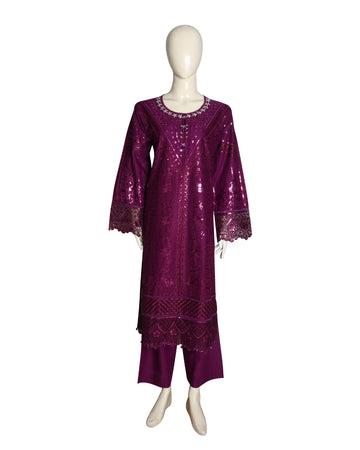 MihailA Noor | Royal Plum – 2-Piece Embroidered & Sequined Festive Suit