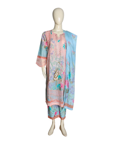 MihailA Noor | Pastel Serenity–3-Piece Digitally Printed Floral Lawn