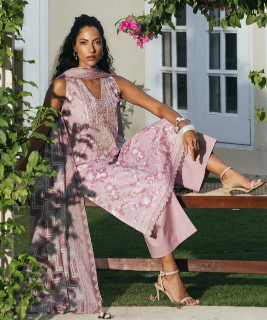 MihailA Noor | Azure Wave – 3-Piece Digitally Printed Floral Lawn Suit