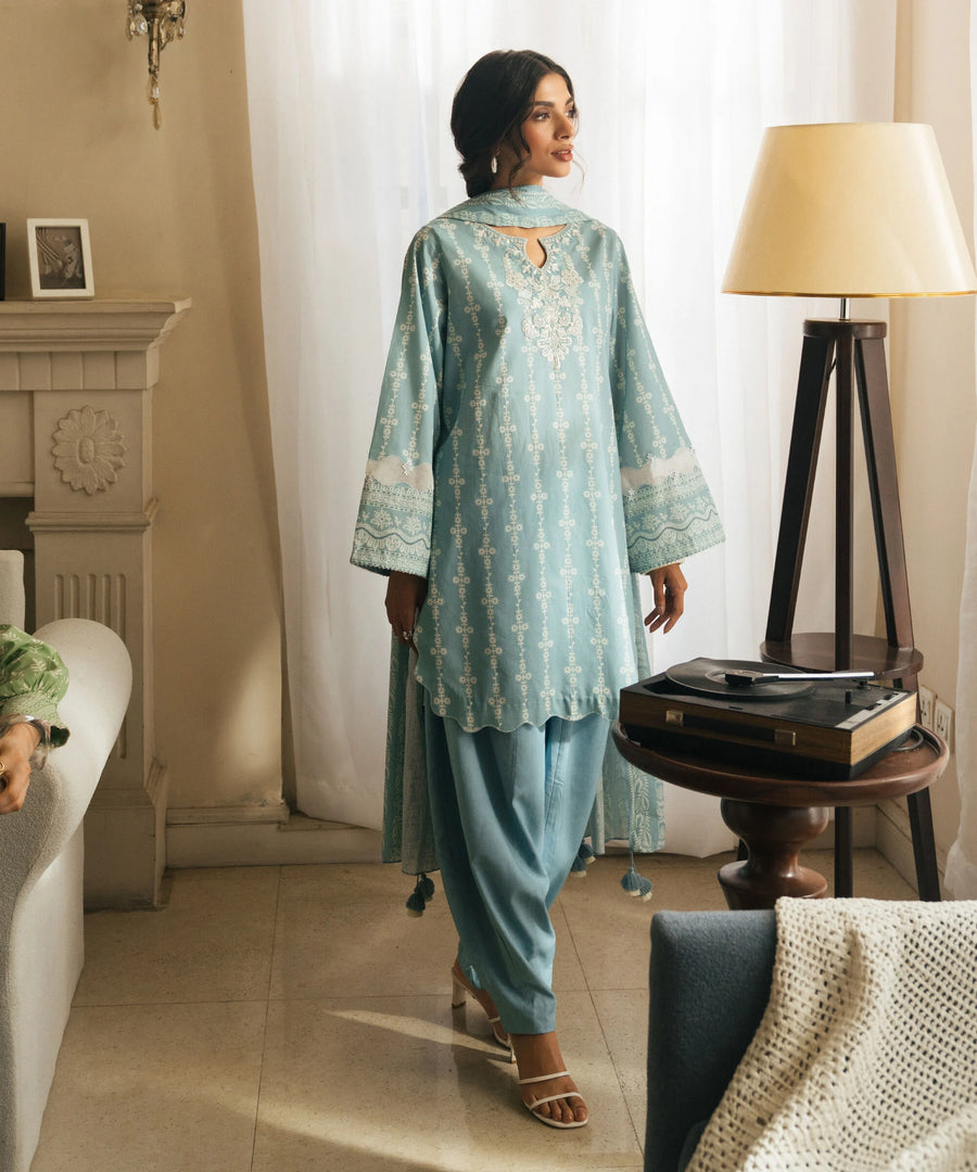 MihailA Noor | Pastel Serenity–3-Piece Digitally Printed Floral Lawn