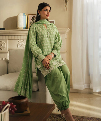 MihailA Noor | Azure Bloom – 3-Piece Digitally Printed Lawn Suit