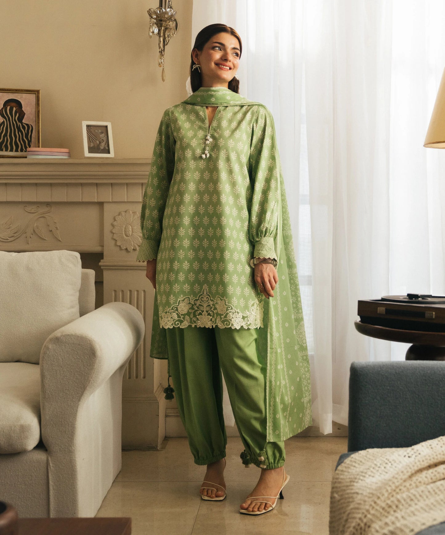 MihailA Noor | Azure Bloom – 3-Piece Digitally Printed Lawn Suit