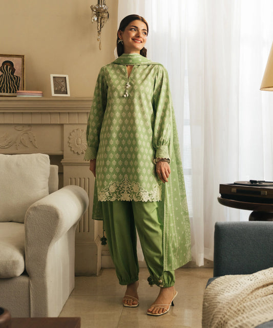 MihailA Noor | Azure Bloom – 3-Piece Digitally Printed Lawn Suit