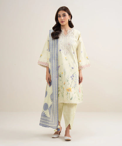 MihailA Noor | Azure Wave – 3-Piece Digitally Printed Floral Lawn Suit