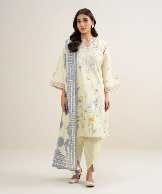 MihailA Noor | Azure Wave – 3-Piece Digitally Printed Floral Lawn Suit