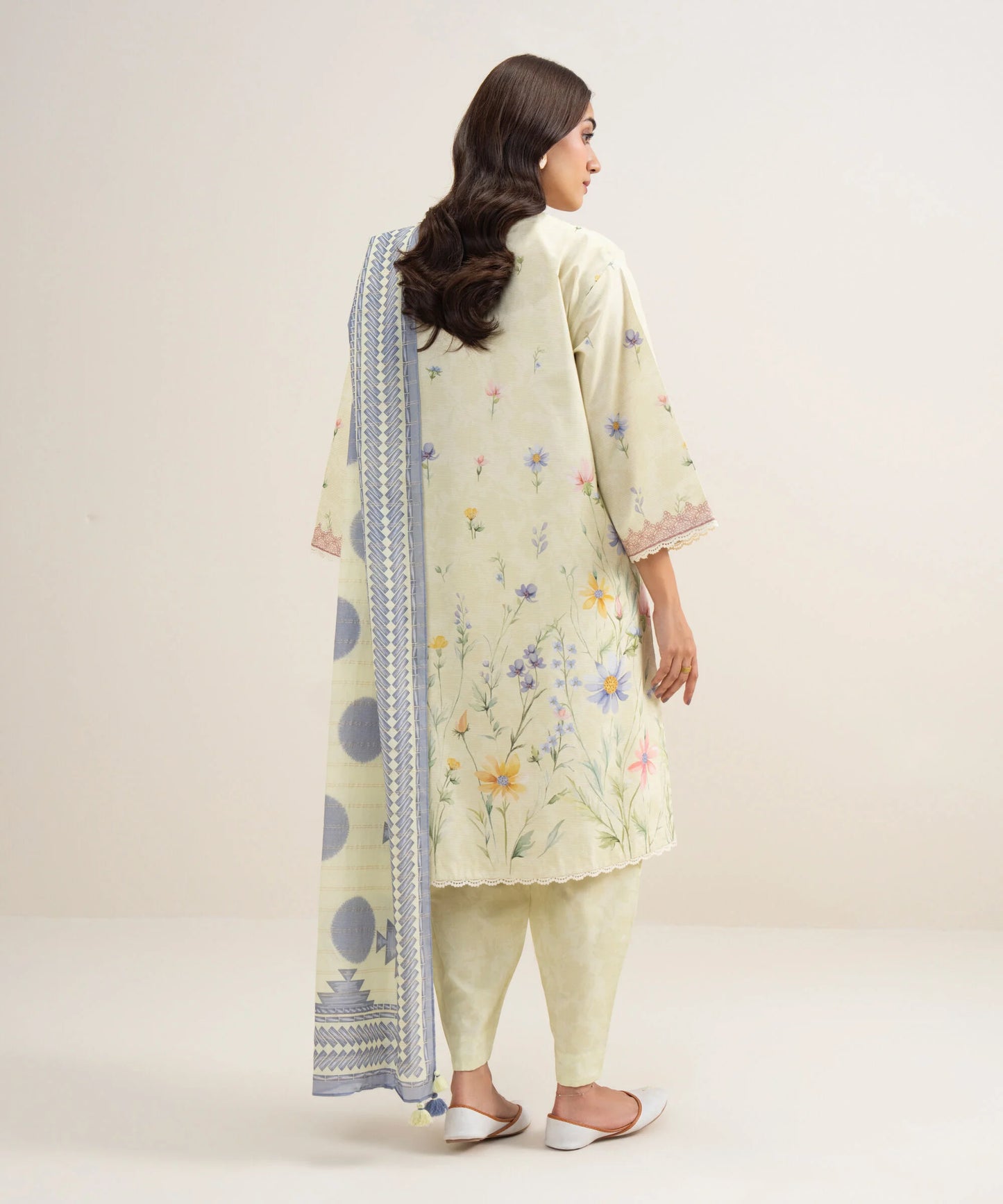 MihailA Noor | Azure Wave – 3-Piece Digitally Printed Floral Lawn Suit