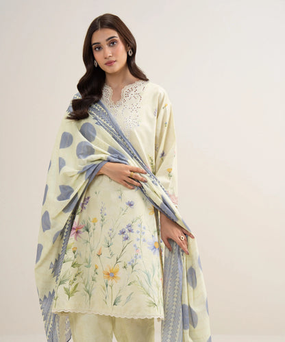MihailA Noor | Azure Wave – 3-Piece Digitally Printed Floral Lawn Suit