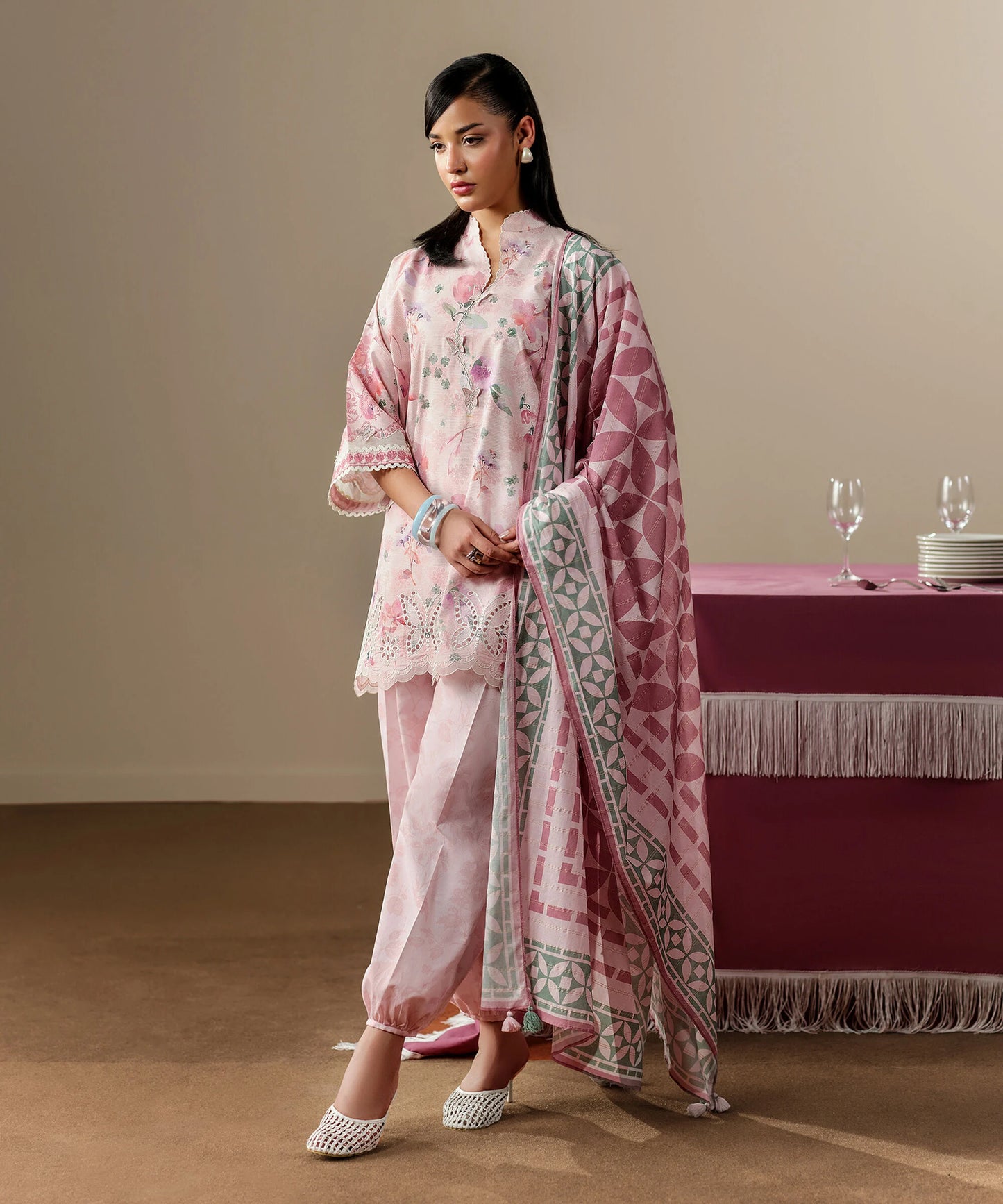 MihailA Noor | Midnight Botanical – 3-Piece Digitally Printed Floral