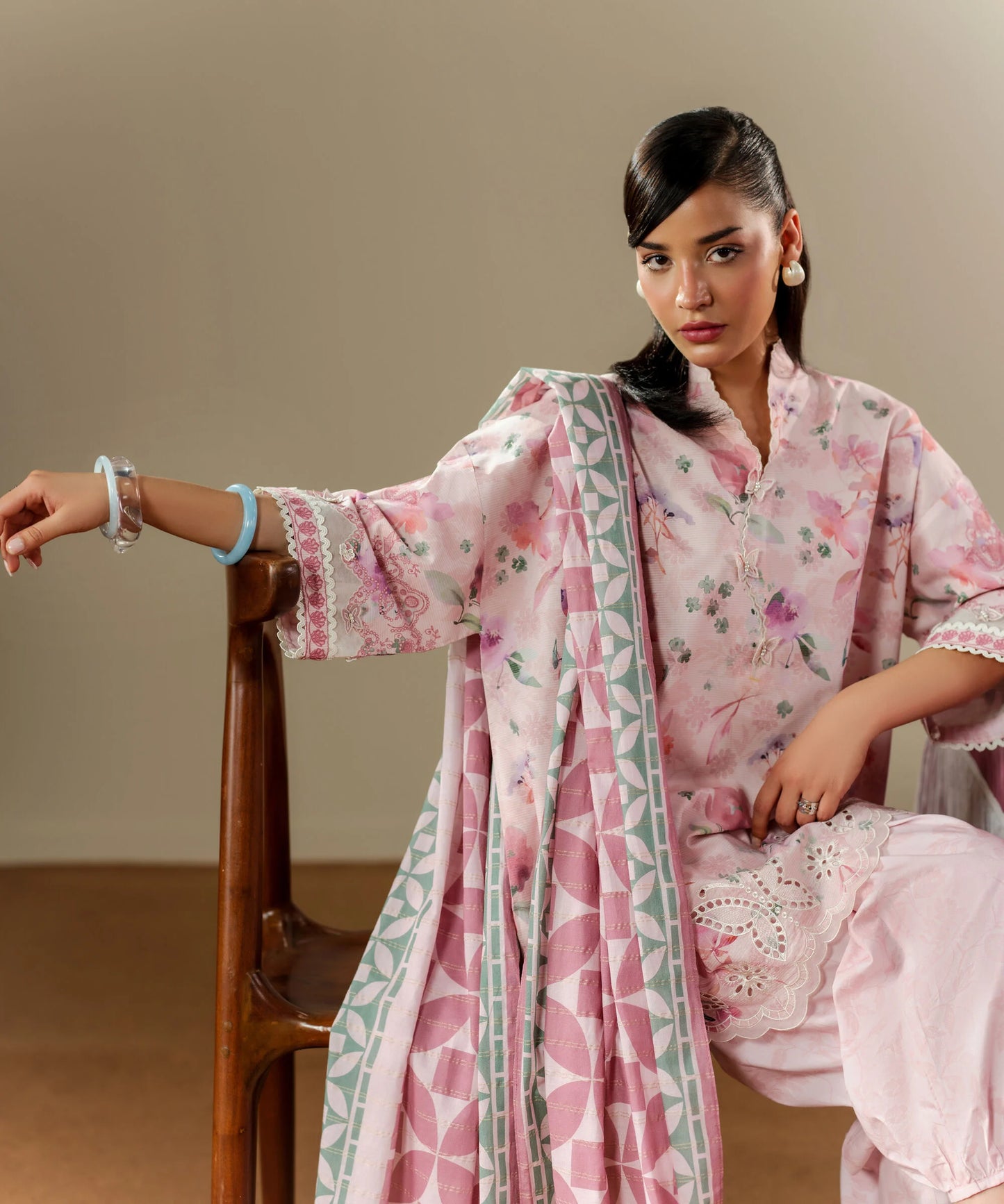 MihailA Noor | Midnight Botanical – 3-Piece Digitally Printed Floral